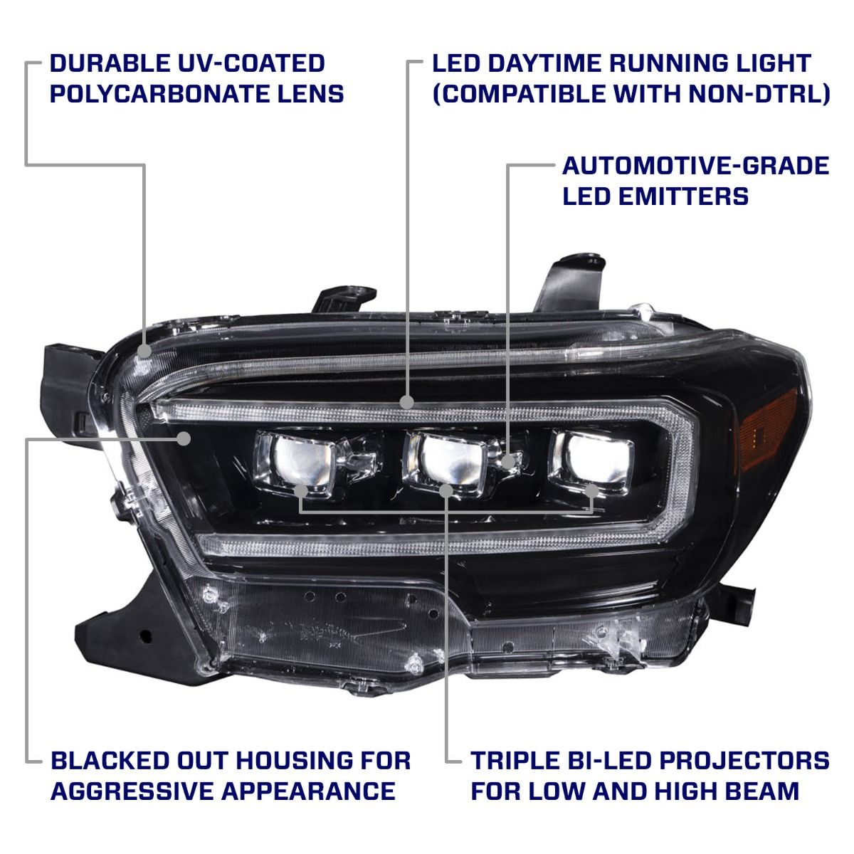 Form Lighting Sequential LED Projector Headlights w/Amber DRL For Tacoma (2016-2023)