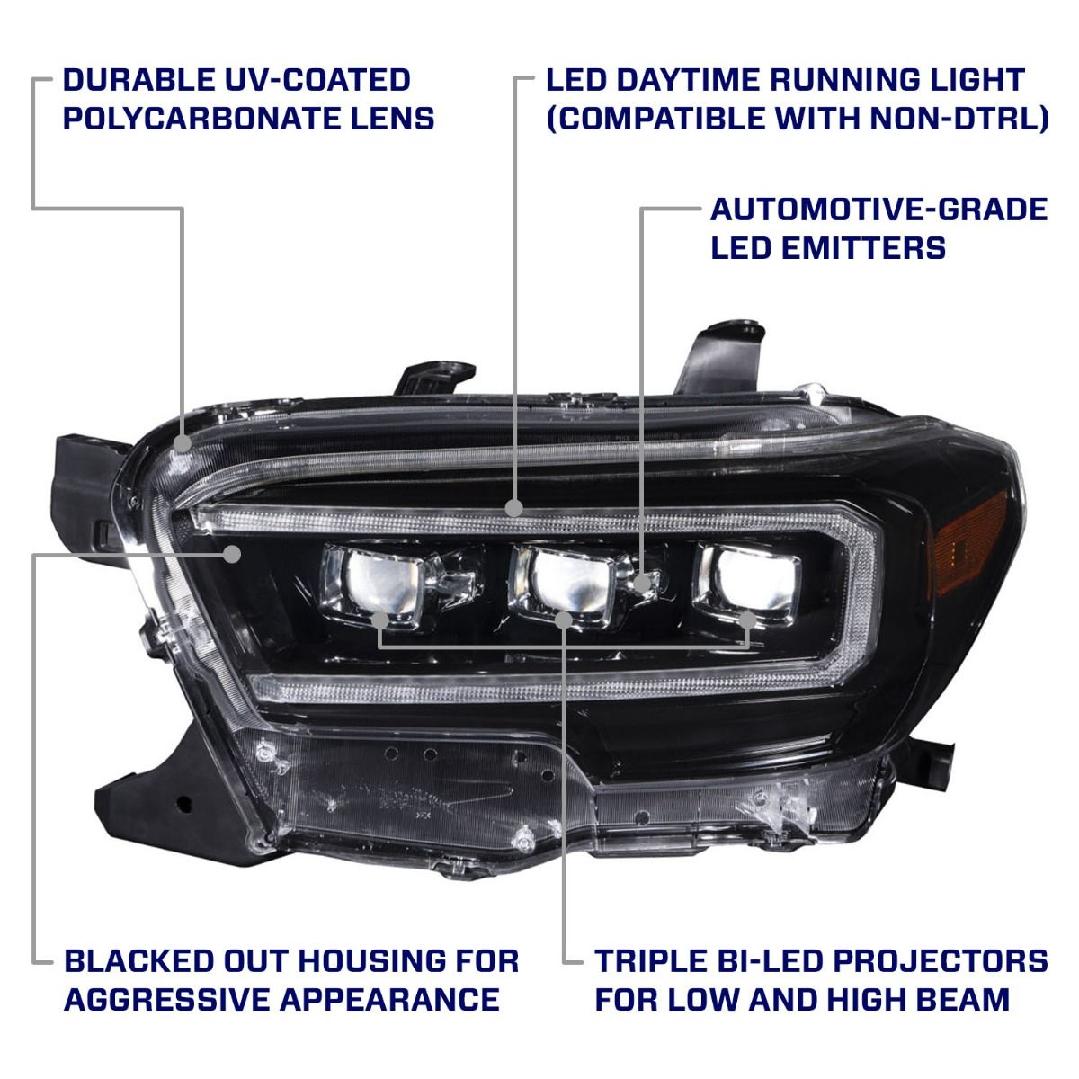 Form Lighting Sequential LED Projector Headlights w/White DRL For Tacoma (2016-2013)