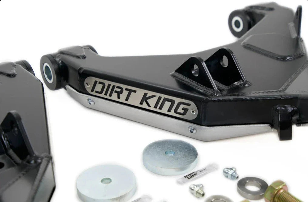 Close up view of Dirt King lower control arms for Tacoma