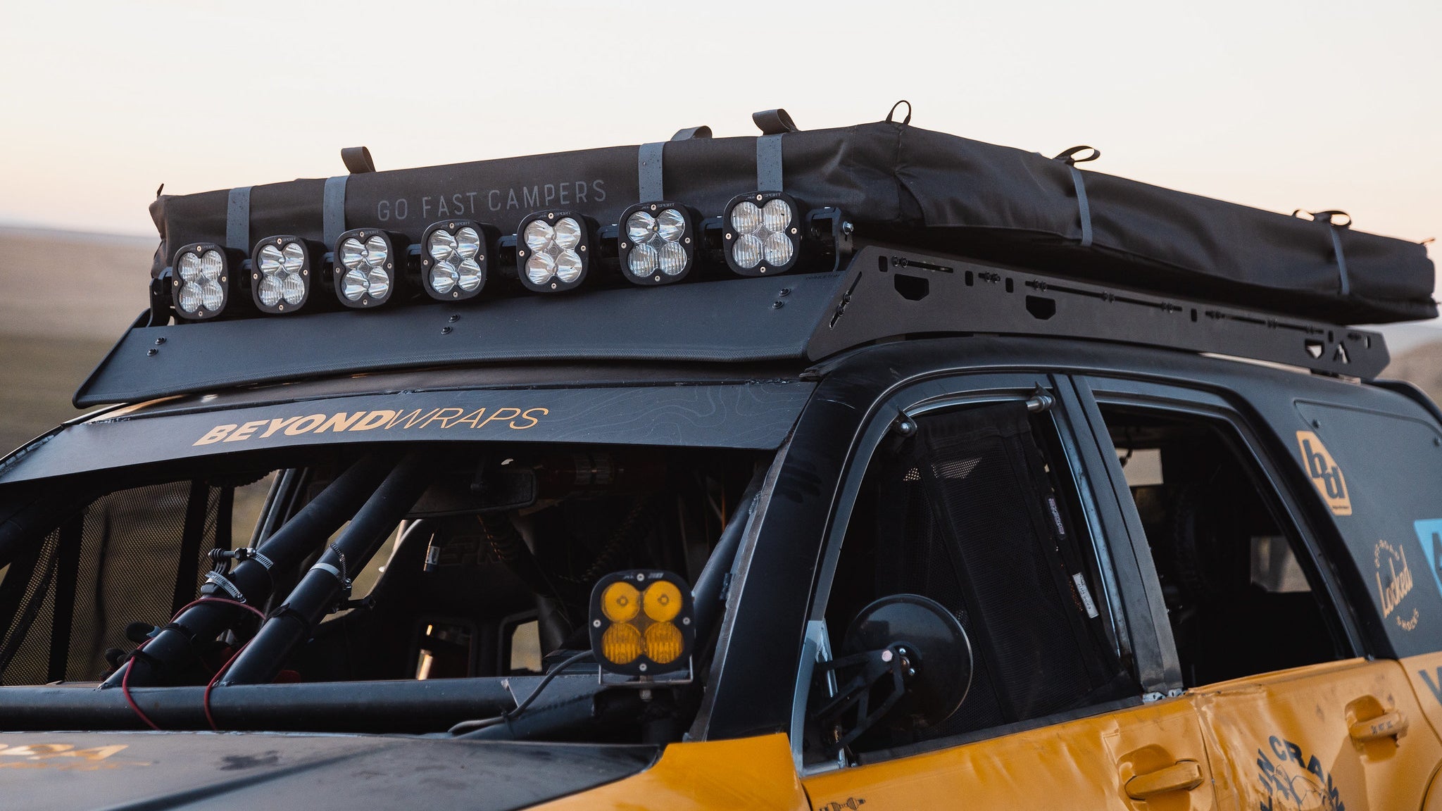 Close up view of a Sherpa Princeton roof rack on a 4th gen 4Runner