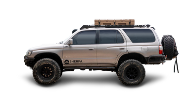 3rd gen4Runner with a Sherpa Matterhorn Sport roof rack, white background