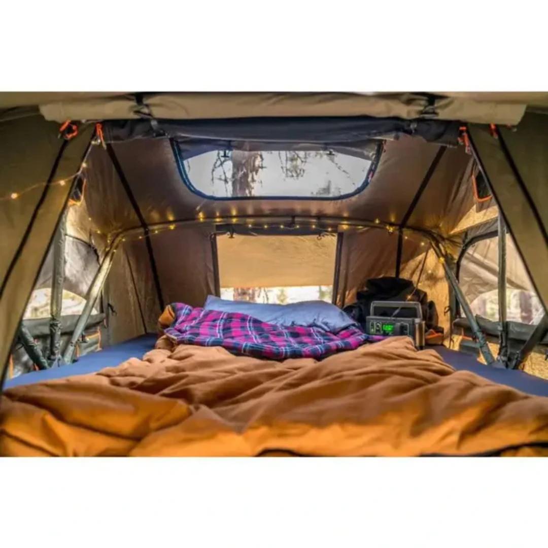 vegabond xl rooftop tent interior view with camping gear